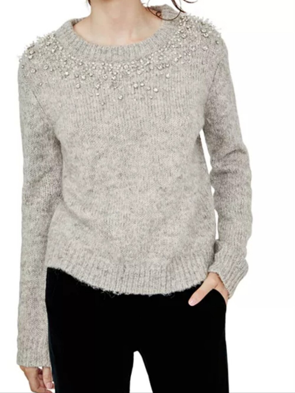 Maje Grey Manor Embellished Sweater